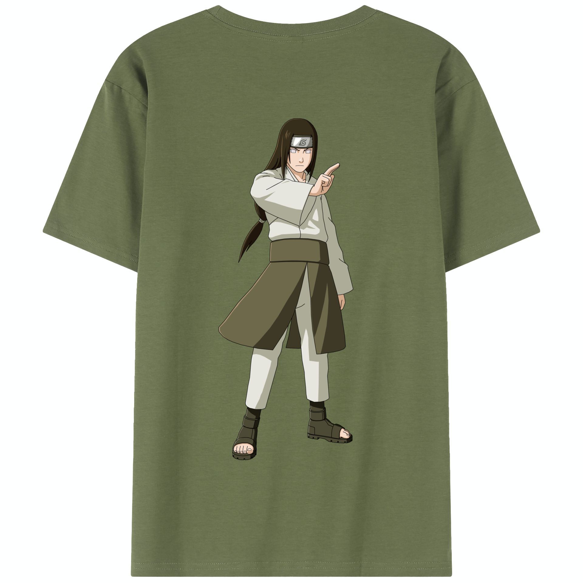 （画像用） NARUTO -ナルト- 日向ネジ Hyūga Neji 綿100％半袖Tシャツ（背面プリント）